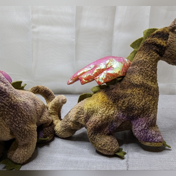 1998 Vintage TY Scorch Green Purple Dragon Plush Toy Beanie Babies Lot Of 2 toys - Picture 13 of 16